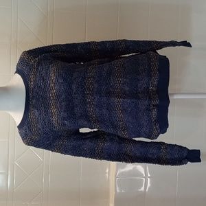 American Eagle Women's Navy Blue Shimmer Knit Sweater